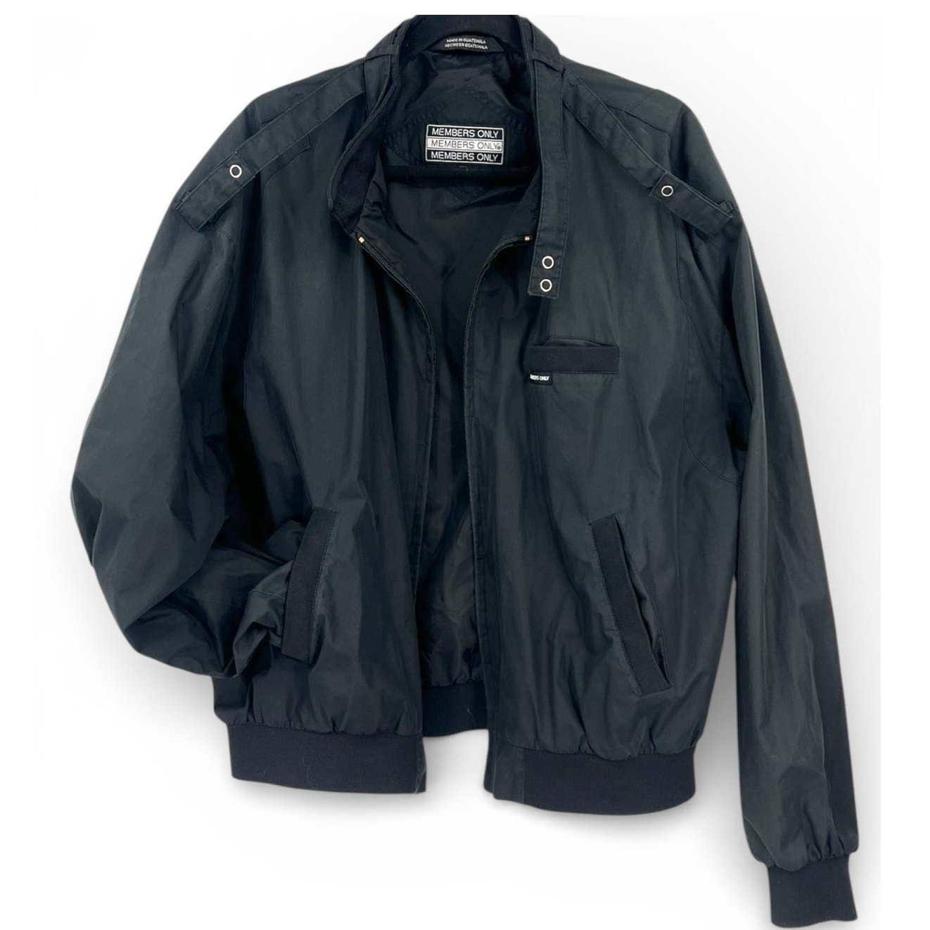 Members Only L Vintage 90's Men's Classic Iconic Racer Jacket Retro Black